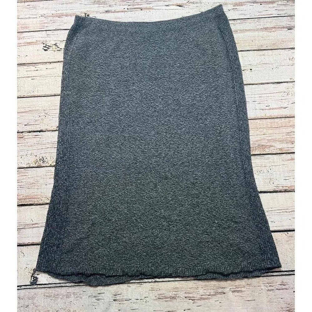 Purejill XL Women's Gray Knit Straight Midi Skirt